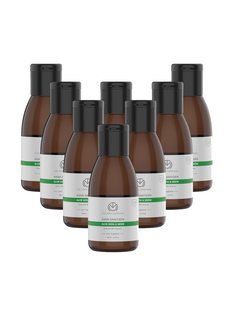 

THE MAN COMPANY Pack of 8 Pro Hygiene Hand Sanitizer with Aloe Vera & Neem 800 ml, Black
