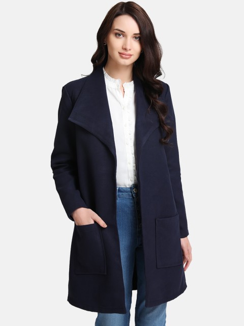 

Kazo Women Navy Blue Solid Open Front Jacket