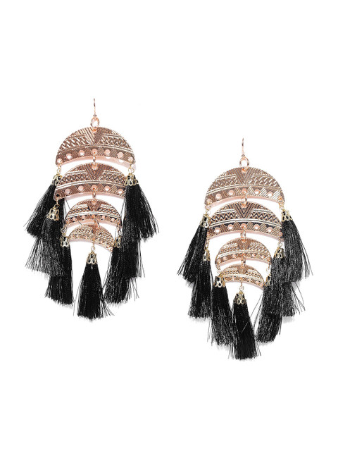 

Bellofox Black Gold-Plated Crescent Shaped Drop Earrings