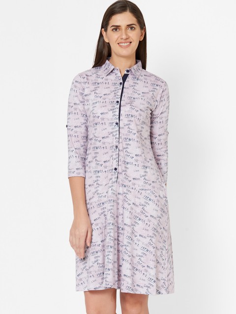

Juliet Pink & Navy Blue Dyed Pure Cotton Sleep Shirt