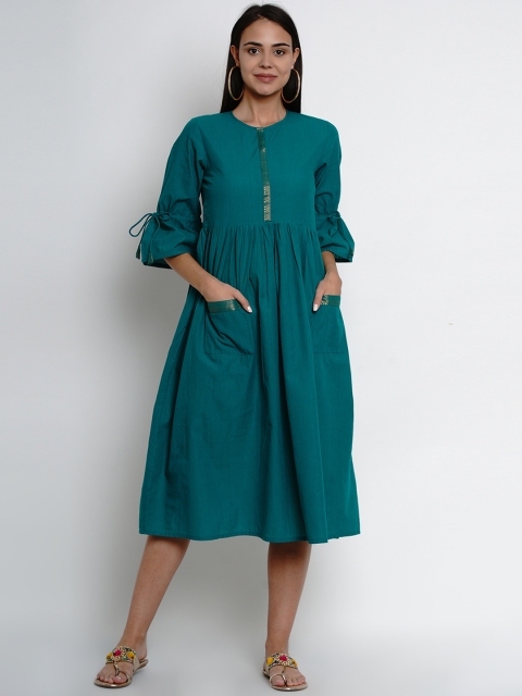 

Bhama Couture Women Green Solid A-Line Dress