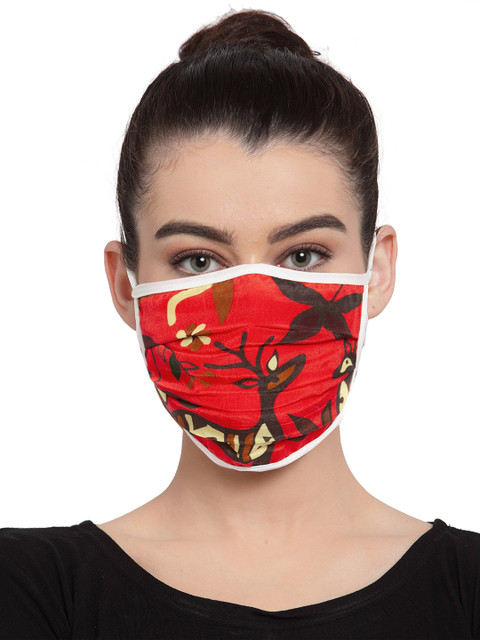 

Masaba Adults Red Scarlet Deer Forest Printed Reusable 2-Ply Cloth Masks