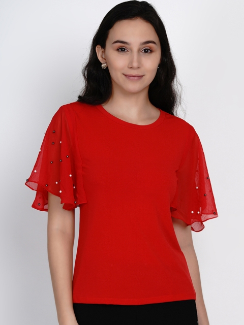 

Deal Jeans Women Red Solid Top