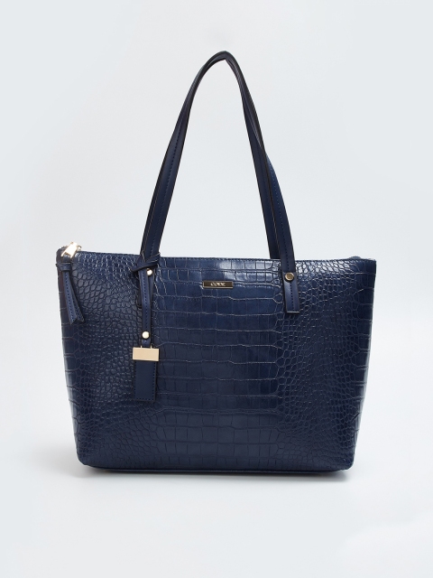 

CODE by Lifestyle Navy Blue Animal Textured Shoulder Bag
