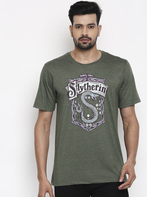 

The Souled Store Adults Olive Green Harry Potter Printed Round Neck T-shirt