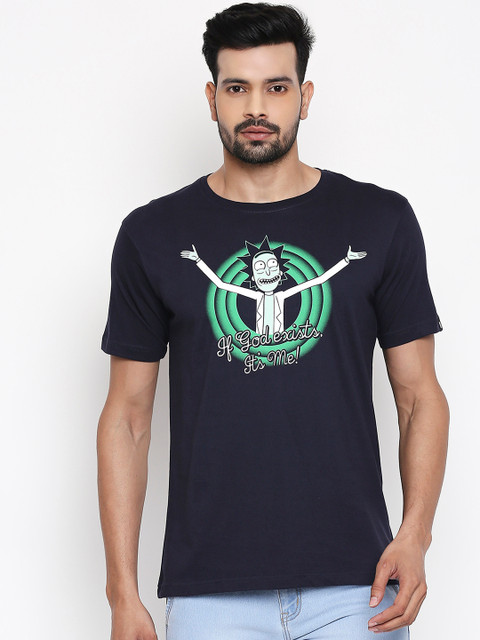 

The Souled Store Unisex Navy Blue Printed Round Neck T-shirt