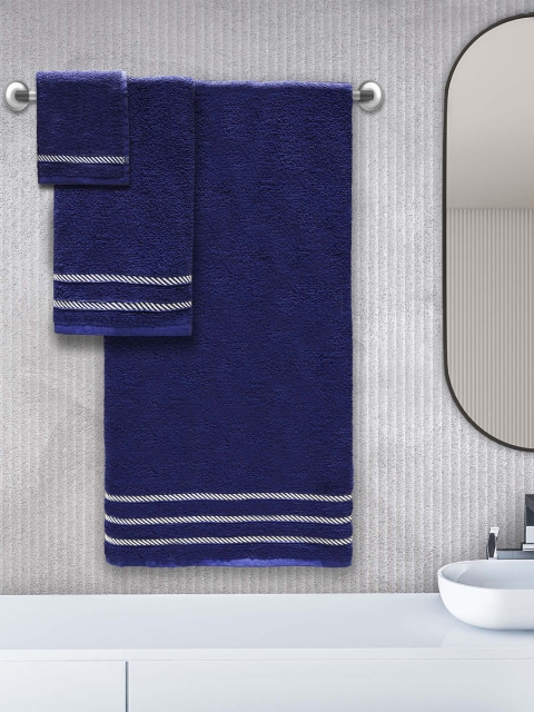 

Trident Unisex Set Of 6 Blue Solid 380 GSM Comfort Living Towels