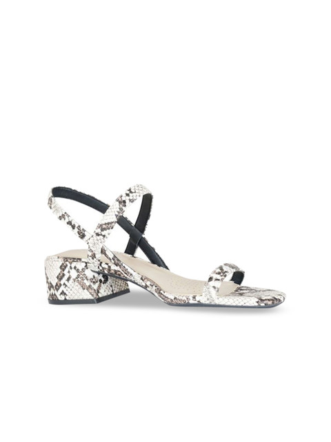 

Kenneth Cole Women White & Grey Snakeskin Printed Leather Block Heels