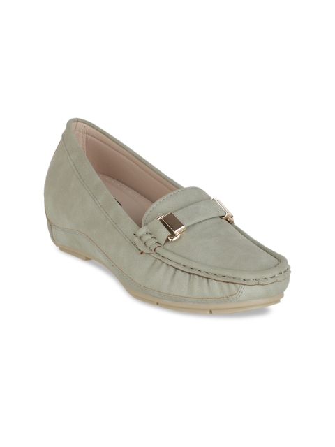 

Flat n Heels Women Green Solid Wedge Heeled Loafers