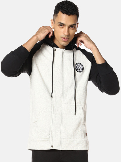 

Campus Sutra Men White & Black Solid Hooded Sweatshirt