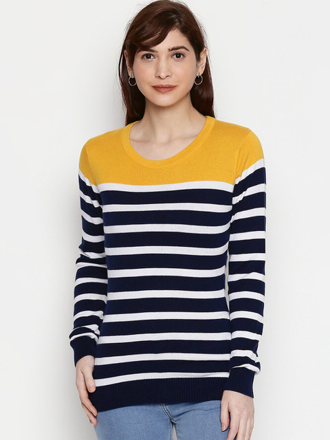 

Manola Women Yellow & Navy Blue Striped Top