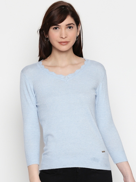 

Manola Women Blue Solid Knitted Top