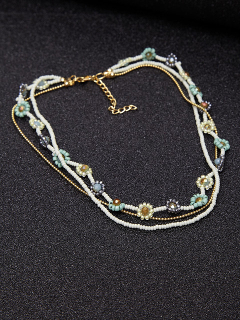 

Madame Rose Gold-Plated & White Metal Necklace