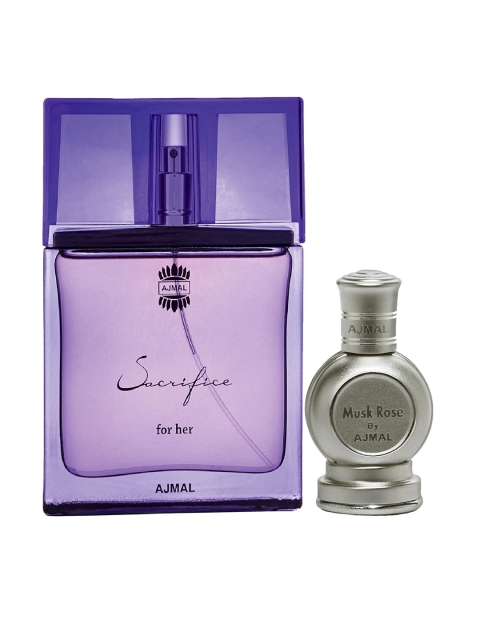 

Ajmal Sacrifice for HER EDP Floral Perfume 50ml & Musk Rose CP Oil, Multi