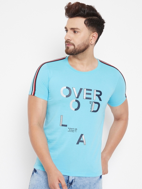 

Adobe Men Blue & White Printed Round Neck T-shirt