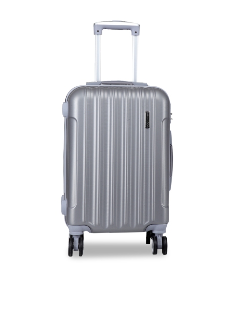 

Teakwood Leathers Unisex Set Of 3 Silver-Toned Textured Hard-Sided Trolley Suitcases