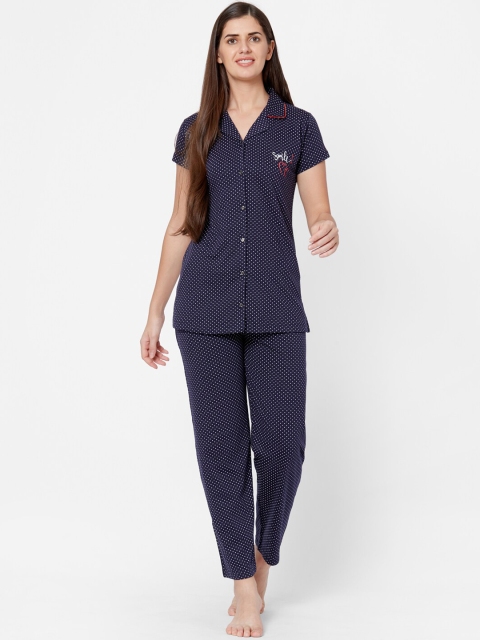 

Juliet Women Navy Blue Printed Night suit