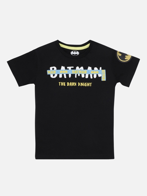 

Kids Ville Boys Black Batman Printed Round Neck T-shirt