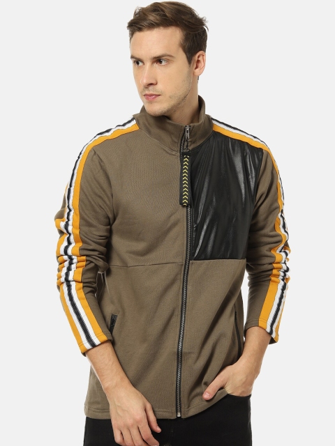 

Campus Sutra Men Brown & Black Solid Sweatshirt