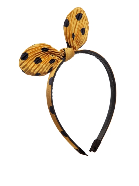 

Stoln Girls Mustard Yellow & Black Polka Dots Printed Hairband