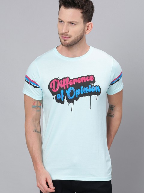 

Difference of Opinion Men Blue Printed Round Neck Pure Cotton T-shirt