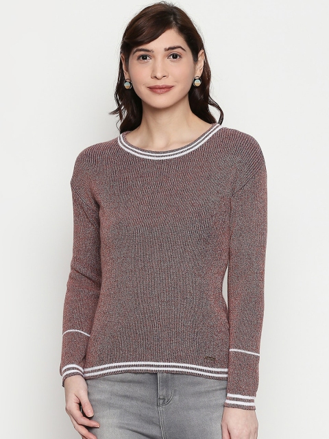 

Manola Women Brown Self Design Pullover Sweater