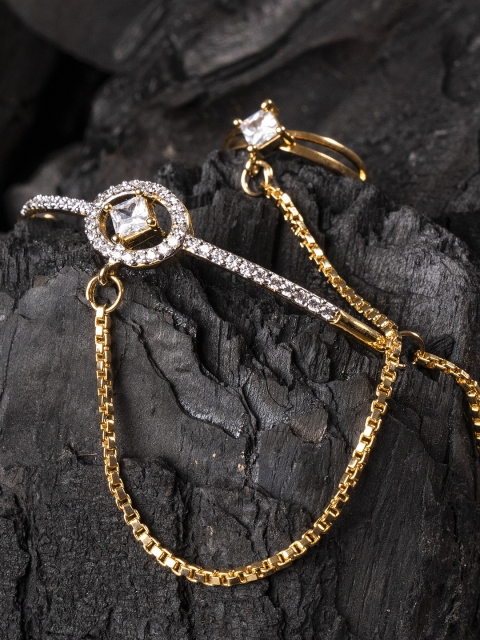 

Shoshaa Brass 22 KT Gold-Plated Wraparound Ring Bracelet