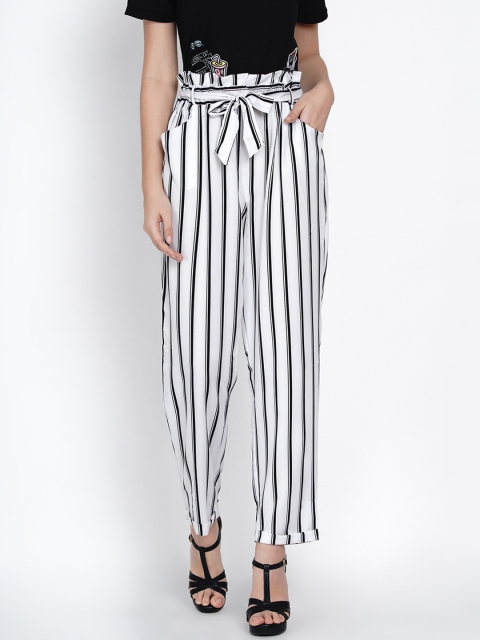 

Deal Jeans Women White & Black Straight Fit Striped Culottes