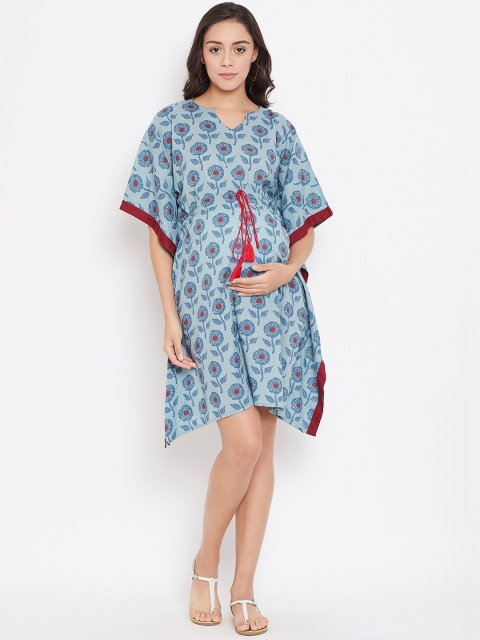 

The Kaftan Company Women Blue Printed Maternity Kaftan Dress