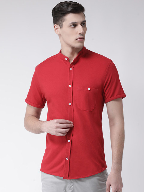 

Club York Men Red Smart Regular Fit Solid Casual Shirt