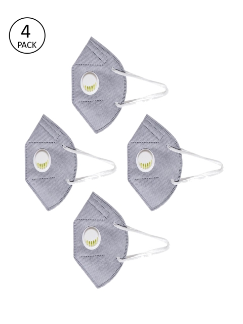 

OOMPH Unisex Grey 4 Pcs 5-Ply Anti-Pollution Reusable Masks