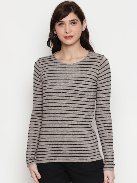 

Manola Women Grey & Black Striped Pullover Knitted Sweater