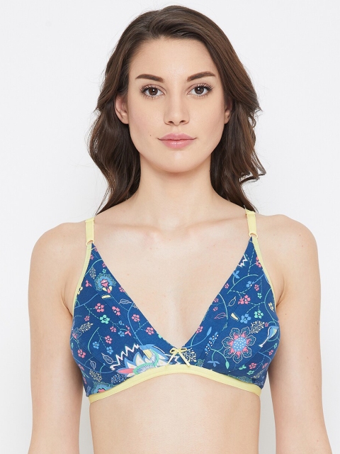 

Clovia Blue Floral Printed Non-Wired Non Padded Everyday Bra BR1595X0832B