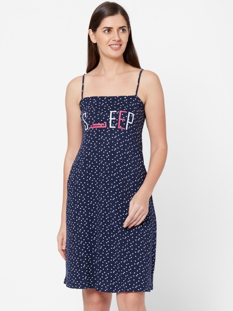 

Juliet Navy Blue & White Printed Sleep Shirt