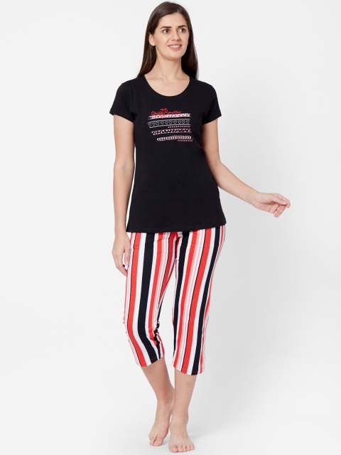 

Juliet Women Black & Red Printed Night Suit