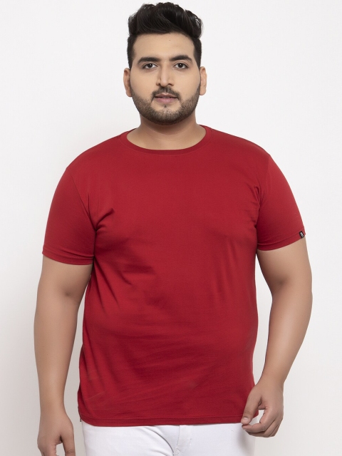 

Rodzen Men Maroon Solid Round Neck T-shirt