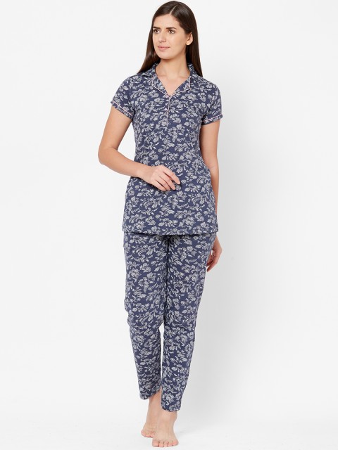 

Juliet Women Navy Blue & Grey Printed Night Suit