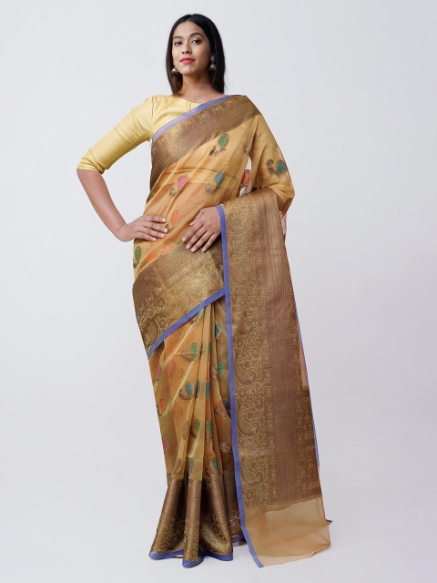 

Unnati Silks Brown Net Woven Design Bandhani Saree