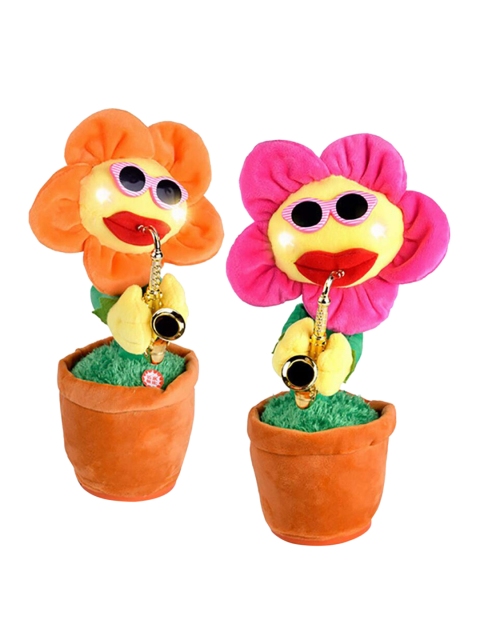 

Webby Kids Set Of 2 Dancing Musical Sun Flower With Saxophone Toys, Brown