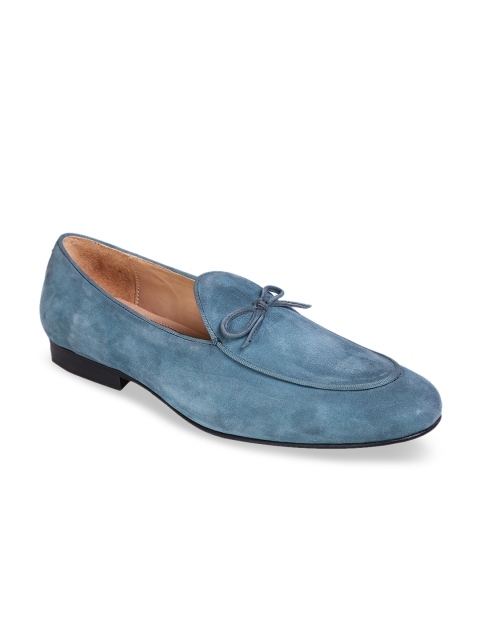 

MOURETTI Men Blue Solid Loafers