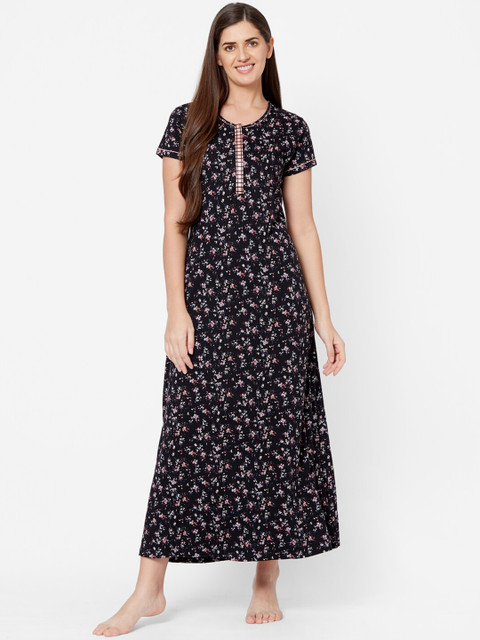 

Juliet Black Printed Floral Nightdress