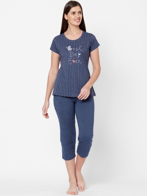 

Juliet Women Blue Printed Night suit