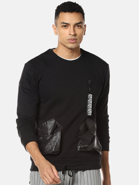 

Campus Sutra Men Black Solid Sweatshirt