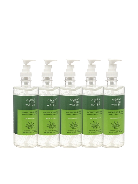 

Aqua Shui Water Set of 5 Vitamin E & Aloe Vera Enriched Sanitizers 550 ml each, White