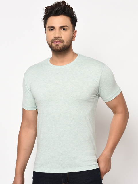 

ELEGANCE Men Blue Solid Round Neck T-shirt