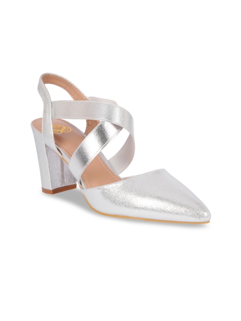 

Sole To Soul Women Silver-Toned Solid Pumps