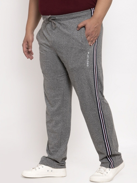 

plusS Men Grey Solid Straight-Fit Track Pants