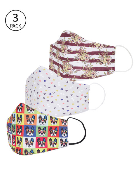 

Zastraa Unisex Pack Of 3 3-Ply Reusable Water Repellent Protective Outdoor Mask, Multi