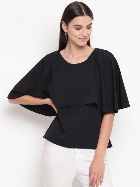 

AKIMIA Women Black Solid Cape Top