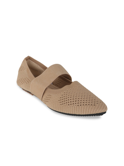 

Flat n Heels Women Beige Woven Design Mesh Ballerinas